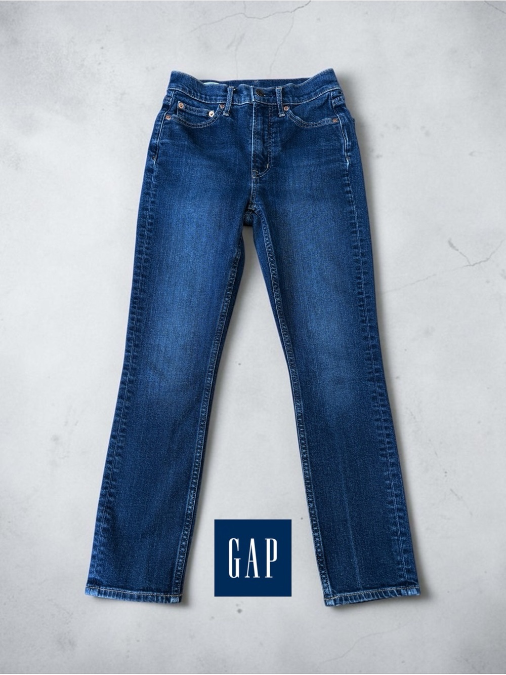 GAP, Vintage Slim High Rise Jeans Femme 24 / 00 Regular Blue Stretch Denim
